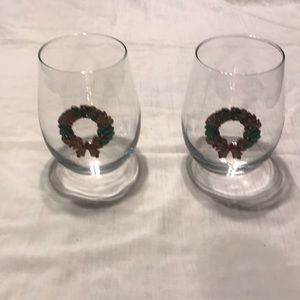 Rhinestones Christmas Wreath Glasses